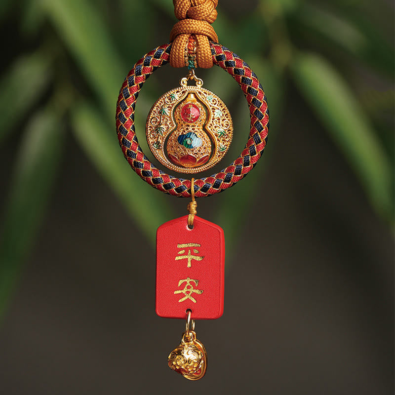 Calabaza de Buddha Stones con carácter Fu, segura y bien, decoración colgante para coche