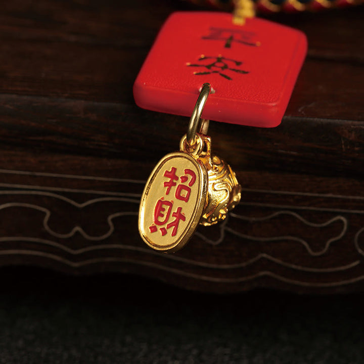 Calabaza de Buddha Stones con carácter Fu, segura y bien, decoración colgante para coche