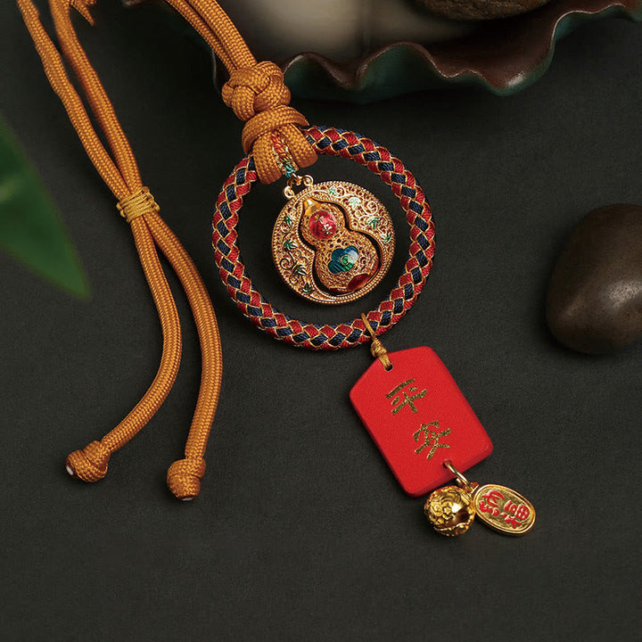 Calabaza de Buddha Stones con carácter Fu, segura y bien, decoración colgante para coche