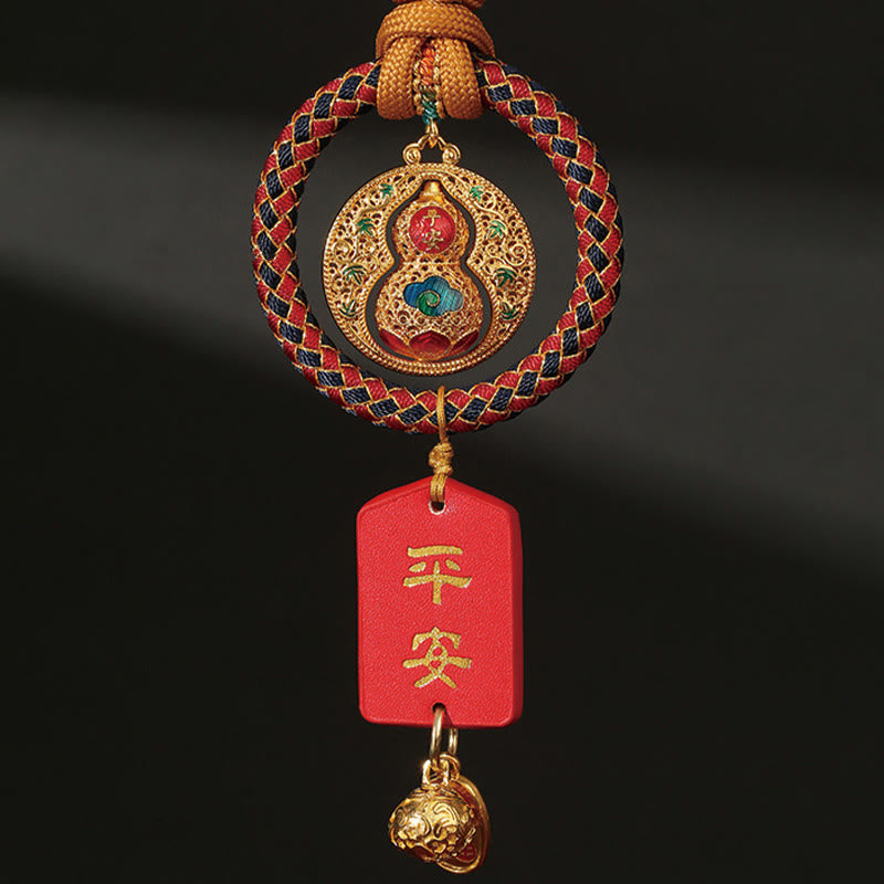 Calabaza de Buddha Stones con carácter Fu, segura y bien, decoración colgante para coche
