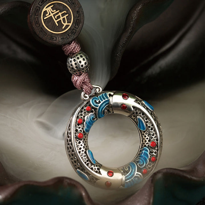 Llavero con hebilla de paz y pez koi doble con Buddha Stones , seguro y con buena suerte