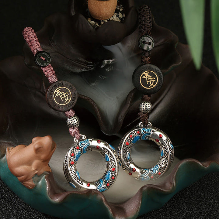 Llavero con hebilla de paz y pez koi doble con Buddha Stones , seguro y con buena suerte
