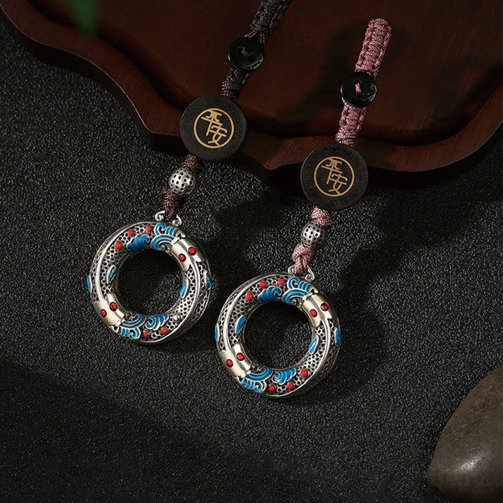 Llavero con hebilla de paz y pez koi doble con Buddha Stones , seguro y con buena suerte