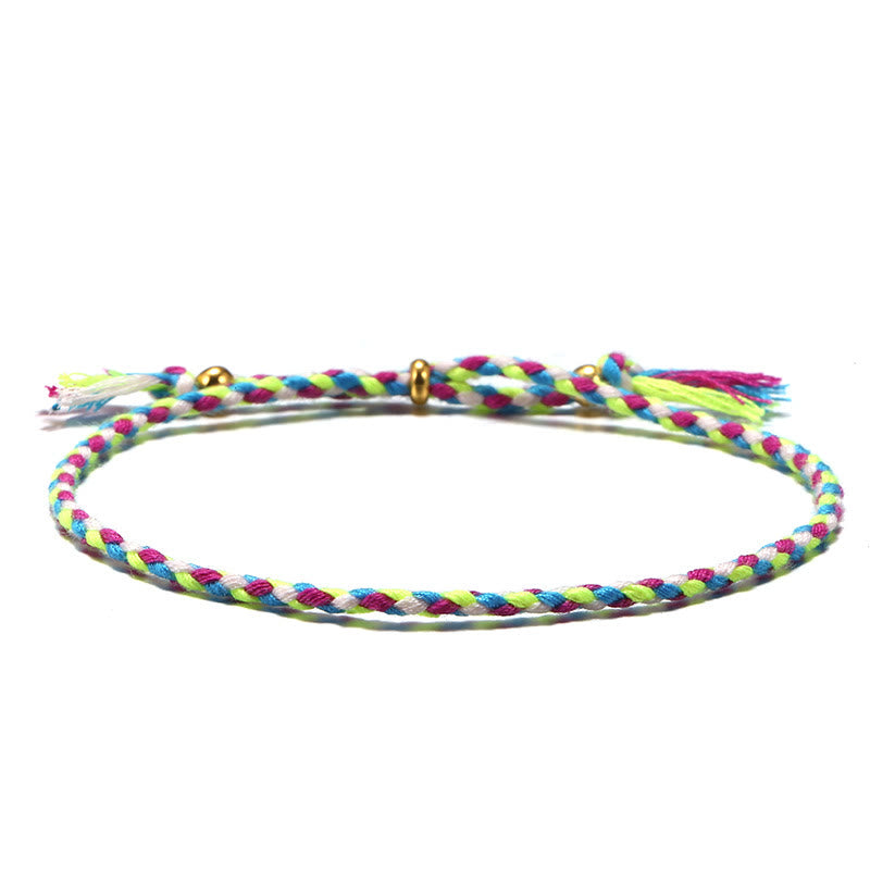 Pulsera de armonía ajustable con borlas trenzadas de cuerda de colores hecha a mano con Buddha Stones