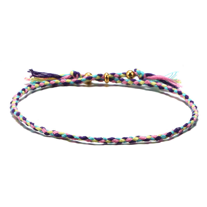 Pulsera de armonía ajustable con borlas trenzadas de cuerda de colores hecha a mano con Buddha Stones