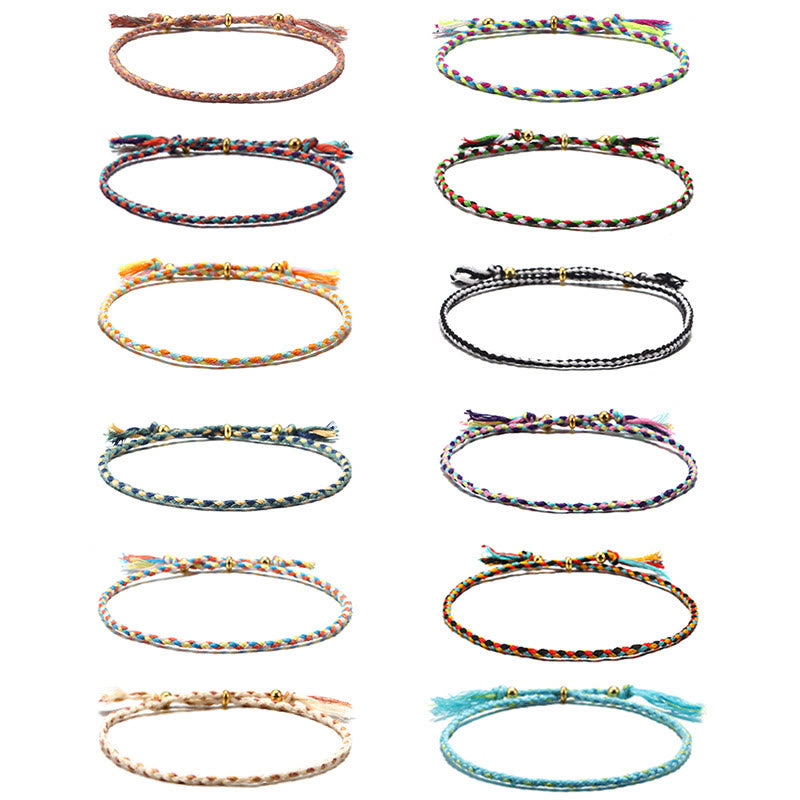 Pulsera de armonía ajustable con borlas trenzadas de cuerda de colores hecha a mano con Buddha Stones