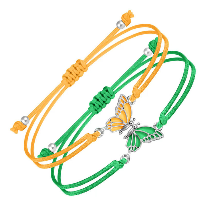 Pulsera de mariposa con cuerda trenzada hecha a mano con Buddha Stones, 2 piezas