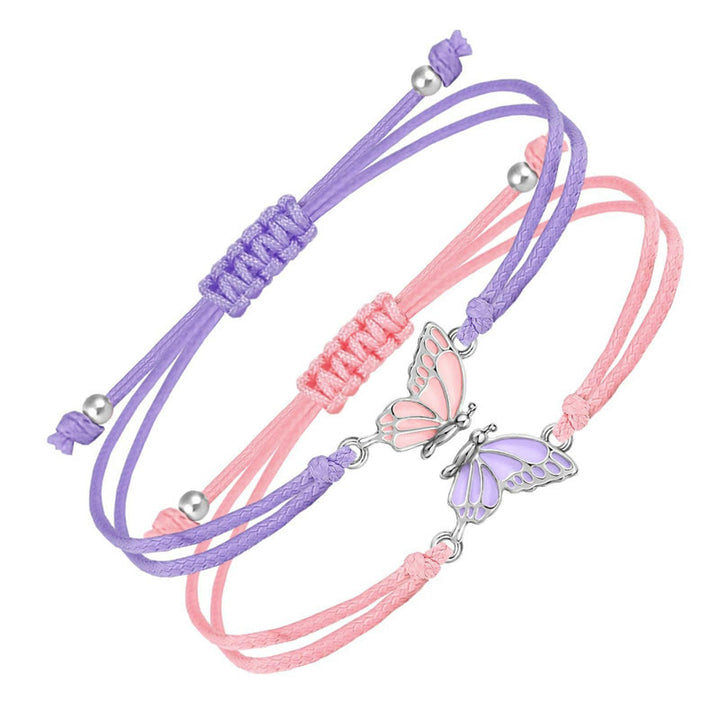 Pulsera de mariposa con cuerda trenzada hecha a mano con Buddha Stones, 2 piezas