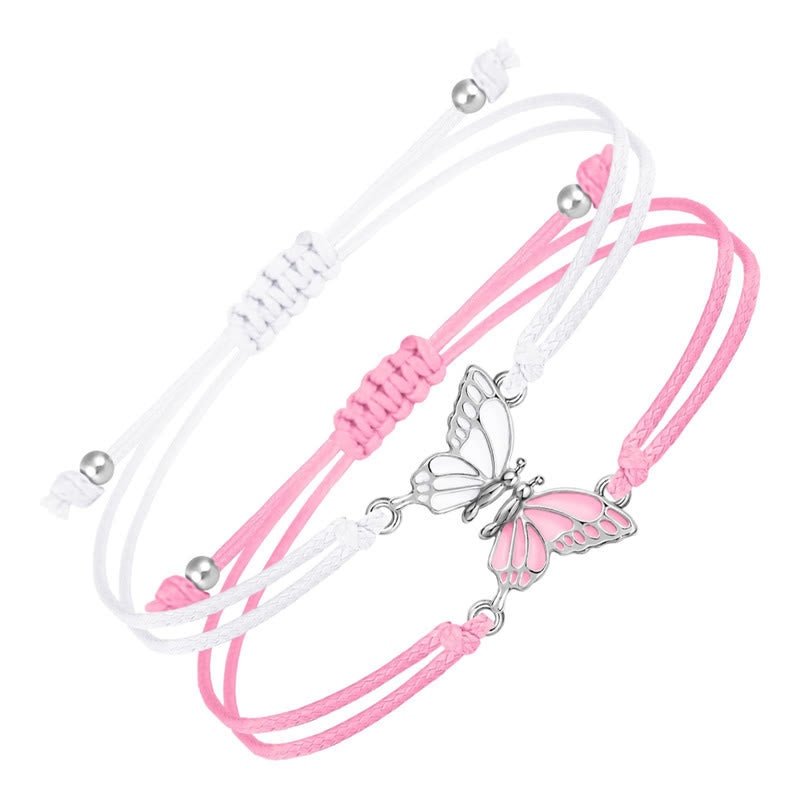 Pulsera de mariposa con cuerda trenzada hecha a mano con Buddha Stones, 2 piezas