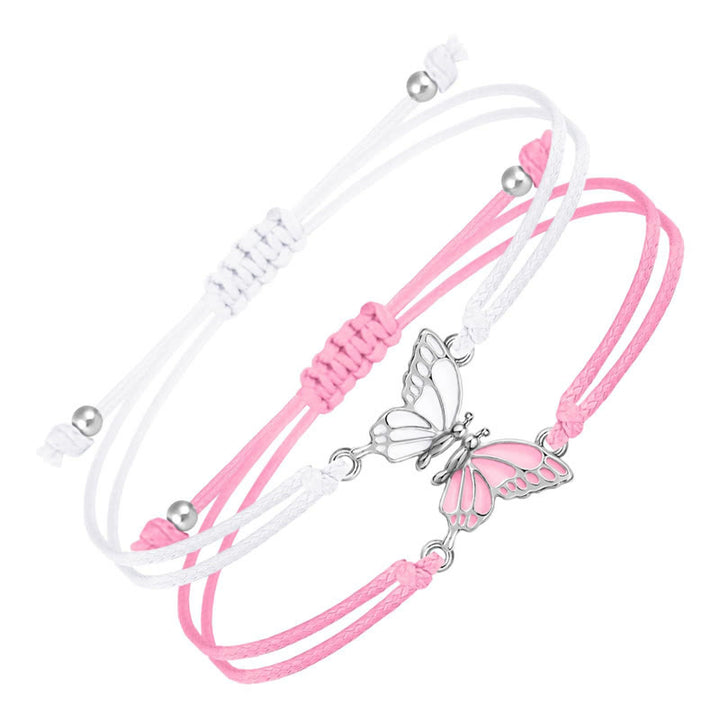 Pulsera de mariposa con cuerda trenzada hecha a mano con Buddha Stones, 2 piezas