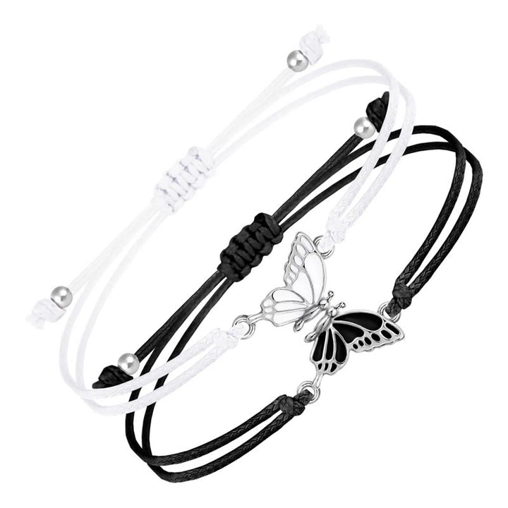 Pulsera de mariposa con cuerda trenzada hecha a mano con Buddha Stones, 2 piezas