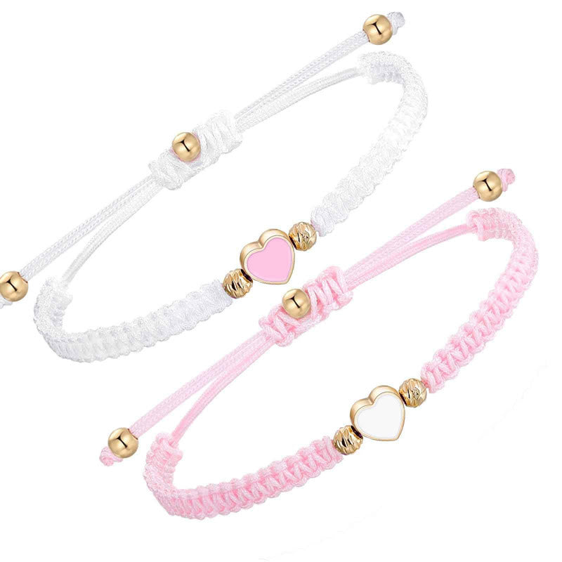 Pulsera de pareja de la suerte hecha a mano con cuerda trenzada y Buddha Stones, 2 piezas