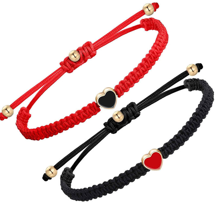 Pulsera de pareja de la suerte hecha a mano con cuerda trenzada y Buddha Stones, 2 piezas