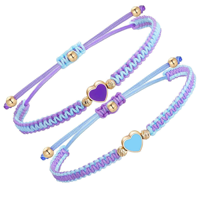 Pulsera de pareja de la suerte hecha a mano con cuerda trenzada y Buddha Stones, 2 piezas