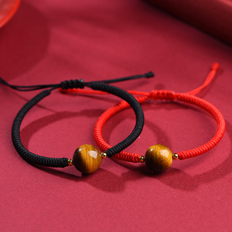 Pulsera de cuerda con cuentas de ojo de tigre y protección de la suerte hecha a mano con Buddha Stones