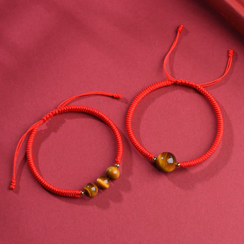 Pulsera de cuerda con cuentas de ojo de tigre y protección de la suerte hecha a mano con Buddha Stones