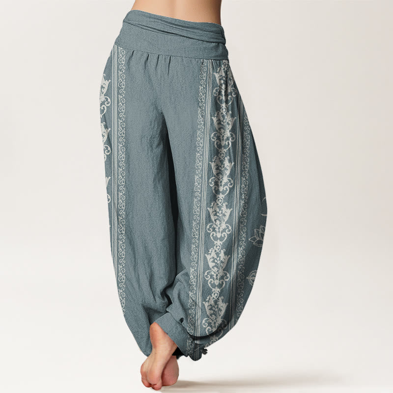 Pantalones harén con cintura elástica para mujer, diseño de Buddha Stones, flores de loto, doble dorje, Vajra, Namaste y Om - image 6