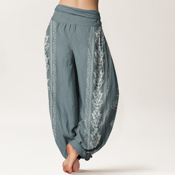 Pantalones harén con cintura elástica para mujer, diseño de Buddha Stones, flores de loto, doble dorje, Vajra, Namaste y Om - image 6