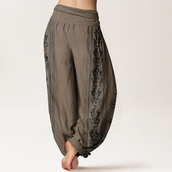 Pantalones harén con cintura elástica para mujer, diseño de Buddha Stones, flores de loto, doble dorje, Vajra, Namaste y Om - image 9