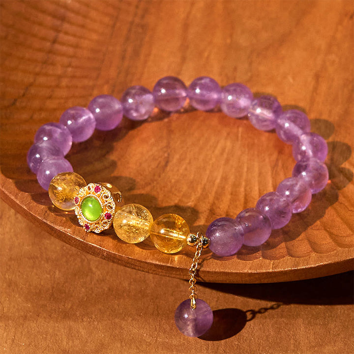 Pulsera de equilibrio para meditación con amatista natural y Buddha Stones