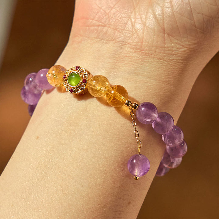 Pulsera de equilibrio para meditación con amatista natural y Buddha Stones