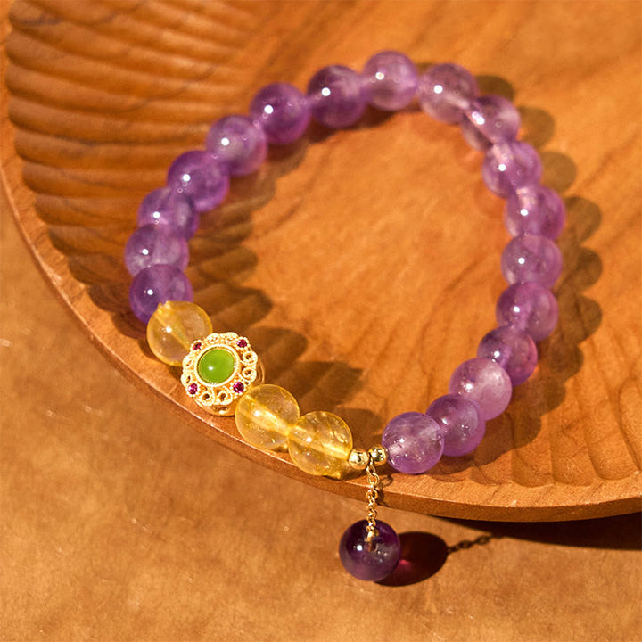 Pulsera de equilibrio para meditación con amatista natural y Buddha Stones