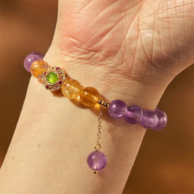 Pulsera de equilibrio para meditación con amatista natural y Buddha Stones