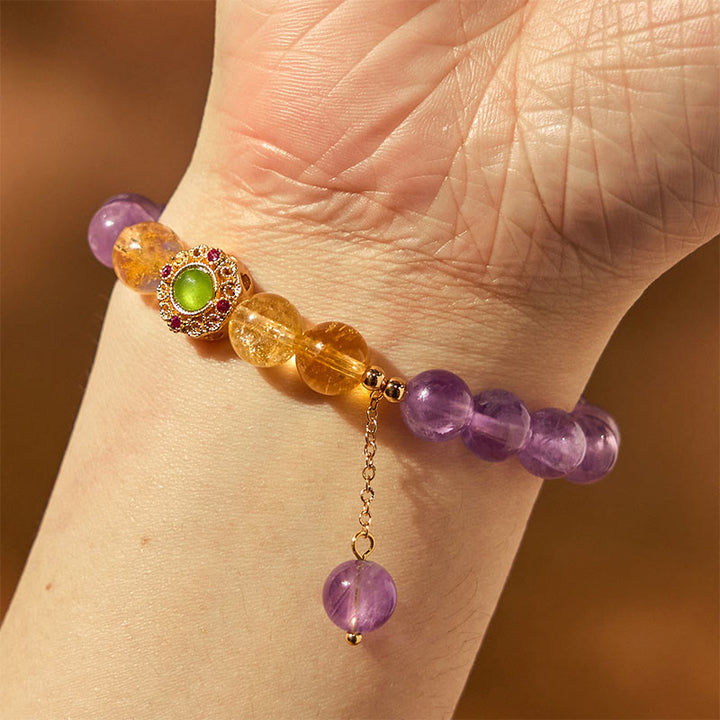 Pulsera de equilibrio para meditación con amatista natural y Buddha Stones