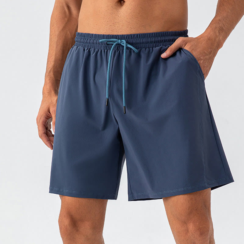 Pantalones cortos deportivos de nailon, sueltos, transpirables y de secado rápido para hombre de Buddha Stones con bolsillos - Azul acero - US/UK/AU44, UE 54 (2XL) - image 10