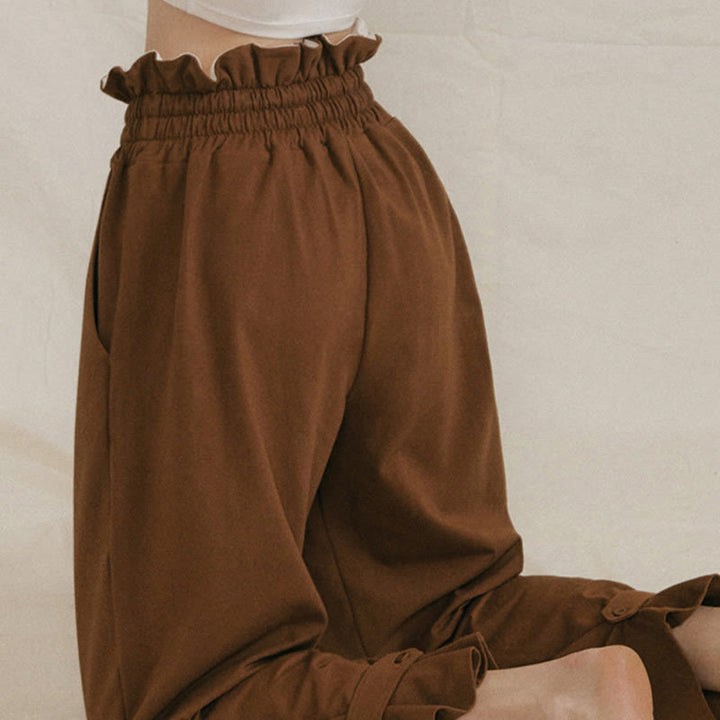 Pantalones holgados de licra con hebillas informales y bolsillos para mujer con Buddha Stones - image 8