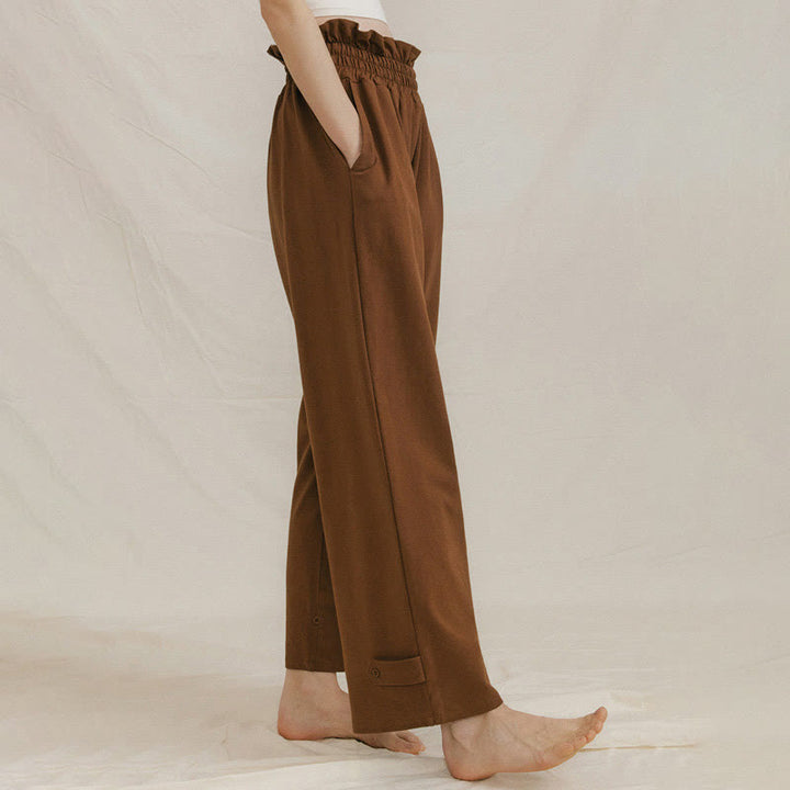 Pantalones holgados de licra con hebillas informales y bolsillos para mujer con Buddha Stones - image 5