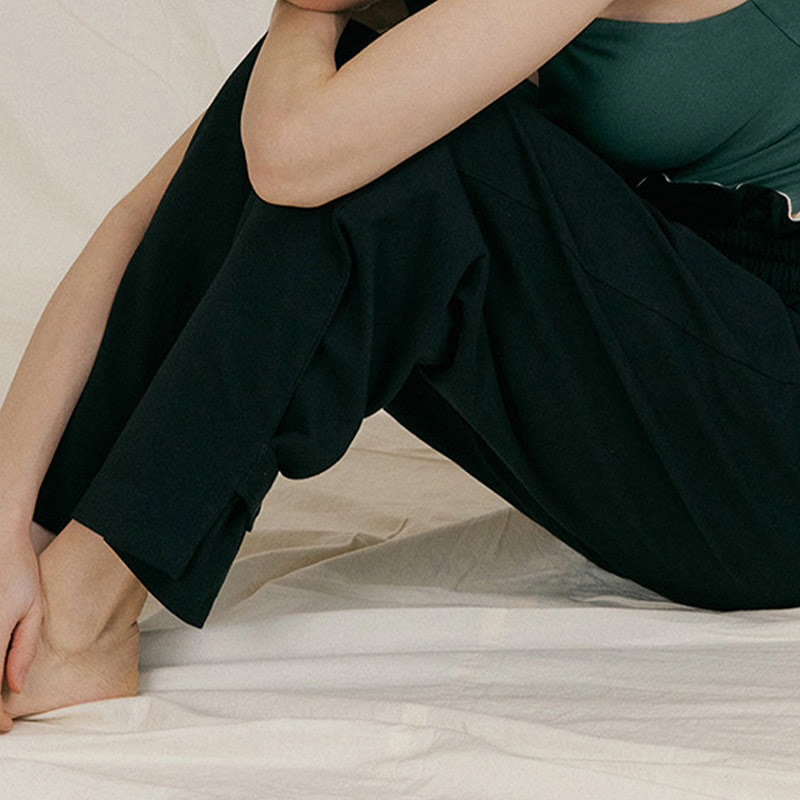 Pantalones holgados de licra con hebillas informales y bolsillos para mujer con Buddha Stones - image 14