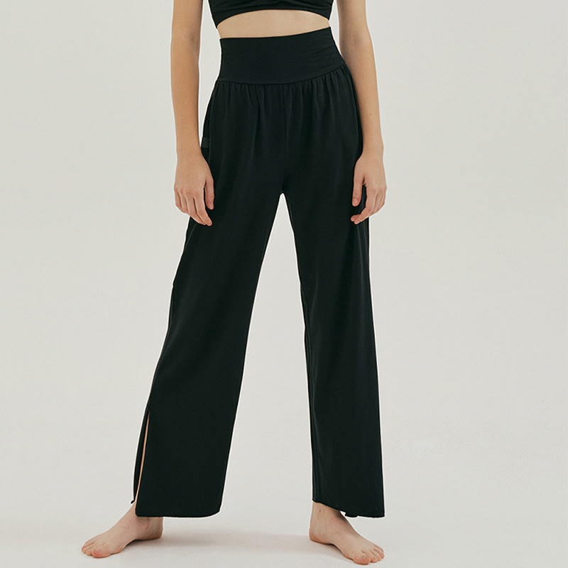 Pantalones Leica de cintura alta para mujer, informales, holgados, con bolsillos y dobladillo anudado, con Buddha Stones - Negro - US4，UK/AU8，EU36 (L) - image 9