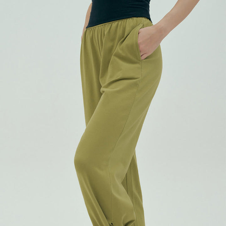 Pantalones Leica de cintura alta para mujer, informales, holgados, con bolsillos y dobladillo anudado, con Buddha Stones - image 43