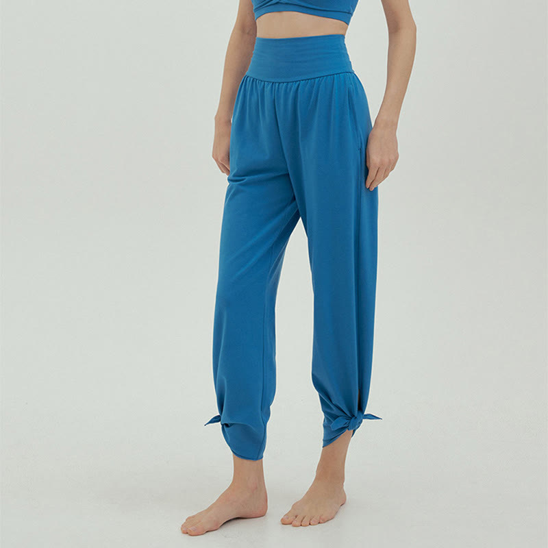 Pantalones Leica de cintura alta para mujer, informales, holgados, con bolsillos y dobladillo anudado, con Buddha Stones - image 49