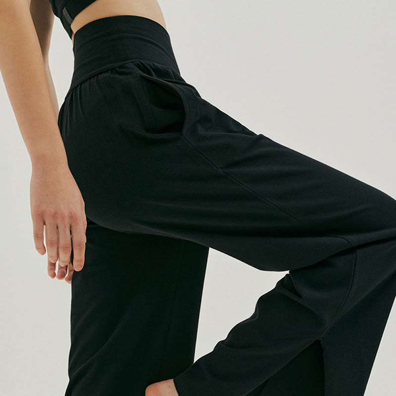 Pantalones Leica de cintura alta para mujer, informales, holgados, con bolsillos y dobladillo anudado, con Buddha Stones - image 12