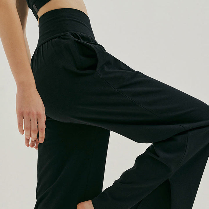 Pantalones Leica de cintura alta para mujer, informales, holgados, con bolsillos y dobladillo anudado, con Buddha Stones - image 12