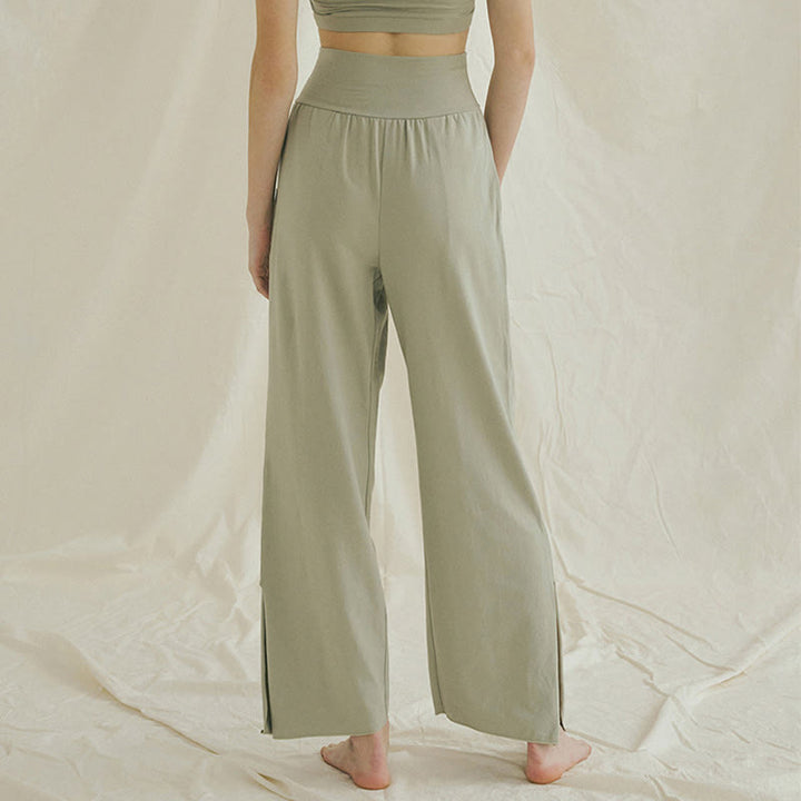Pantalones Leica de cintura alta para mujer, informales, holgados, con bolsillos y dobladillo anudado, con Buddha Stones - image 2