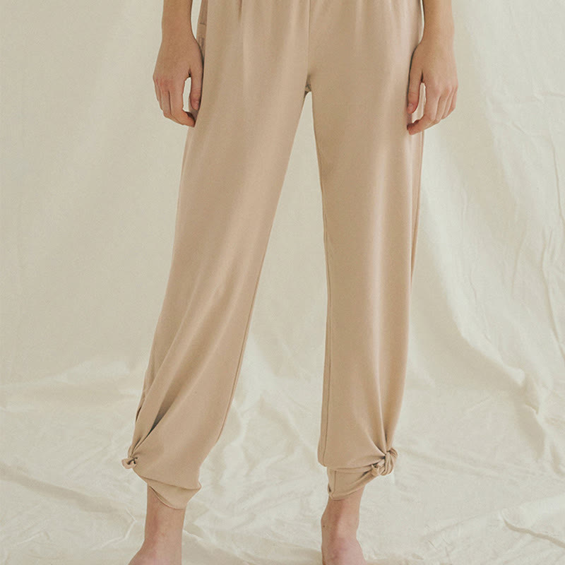 Pantalones Leica de cintura alta para mujer, informales, holgados, con bolsillos y dobladillo anudado, con Buddha Stones - image 23