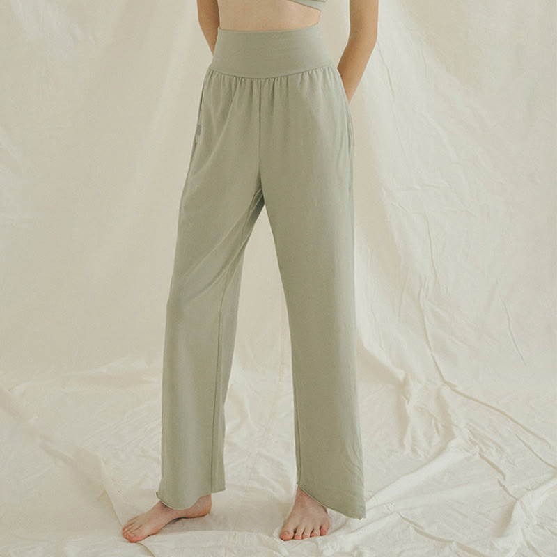 Pantalones Leica de cintura alta para mujer, informales, holgados, con bolsillos y dobladillo anudado, con Buddha Stones - image 2