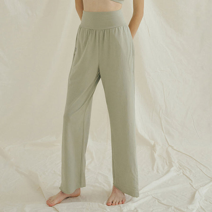 Pantalones Leica de cintura alta para mujer, informales, holgados, con bolsillos y dobladillo anudado, con Buddha Stones - image 2
