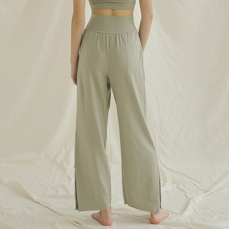 Pantalones Leica de cintura alta para mujer, informales, holgados, con bolsillos y dobladillo anudado, con Buddha Stones - image 3