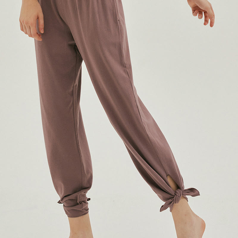 Pantalones Leica de cintura alta para mujer, informales, holgados, con bolsillos y dobladillo anudado, con Buddha Stones - image 33