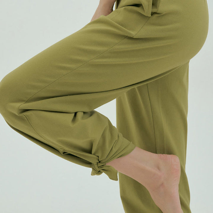 Pantalones Leica de cintura alta para mujer, informales, holgados, con bolsillos y dobladillo anudado, con Buddha Stones - image 39