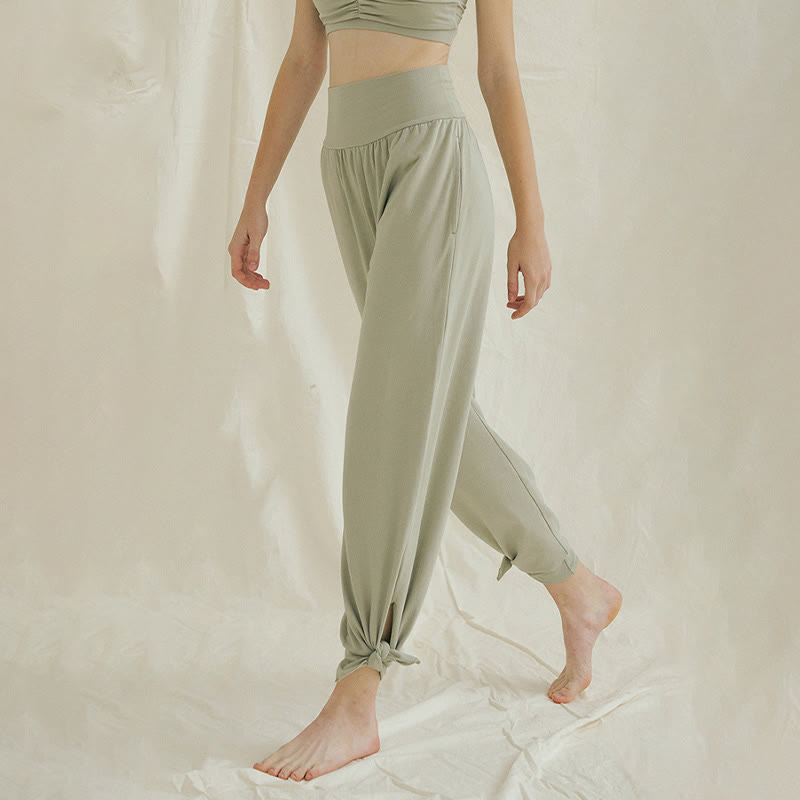 Pantalones Leica de cintura alta para mujer, informales, holgados, con bolsillos y dobladillo anudado, con Buddha Stones - image 4