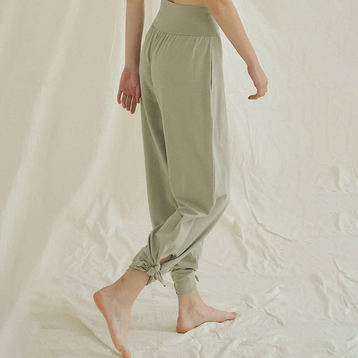 Pantalones Leica de cintura alta para mujer, informales, holgados, con bolsillos y dobladillo anudado, con Buddha Stones - image 5