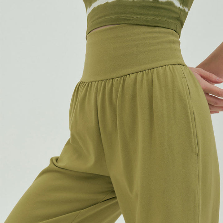 Pantalones Leica de cintura alta para mujer, informales, holgados, con bolsillos y dobladillo anudado, con Buddha Stones - image 40