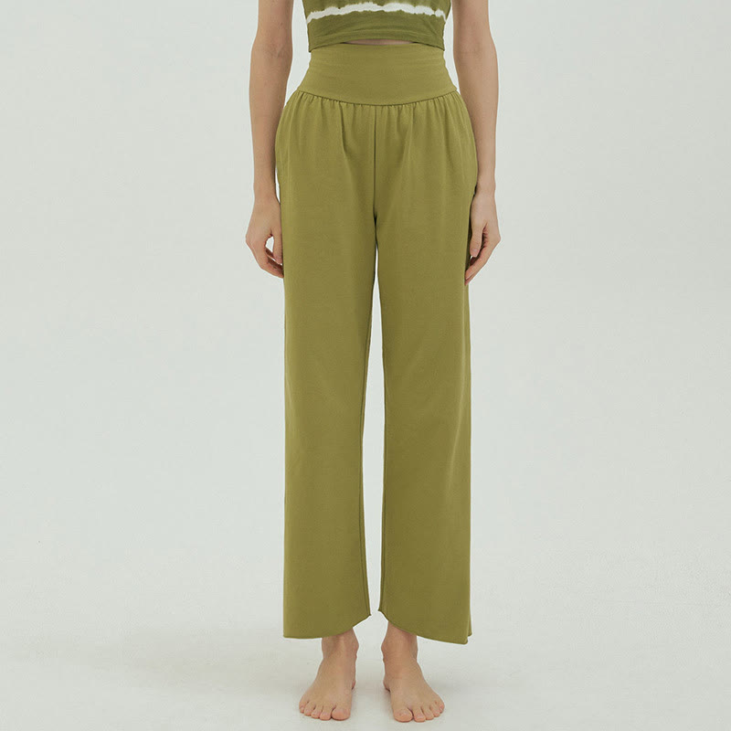 Pantalones Leica de cintura alta para mujer, informales, holgados, con bolsillos y dobladillo anudado, con Buddha Stones - image 43
