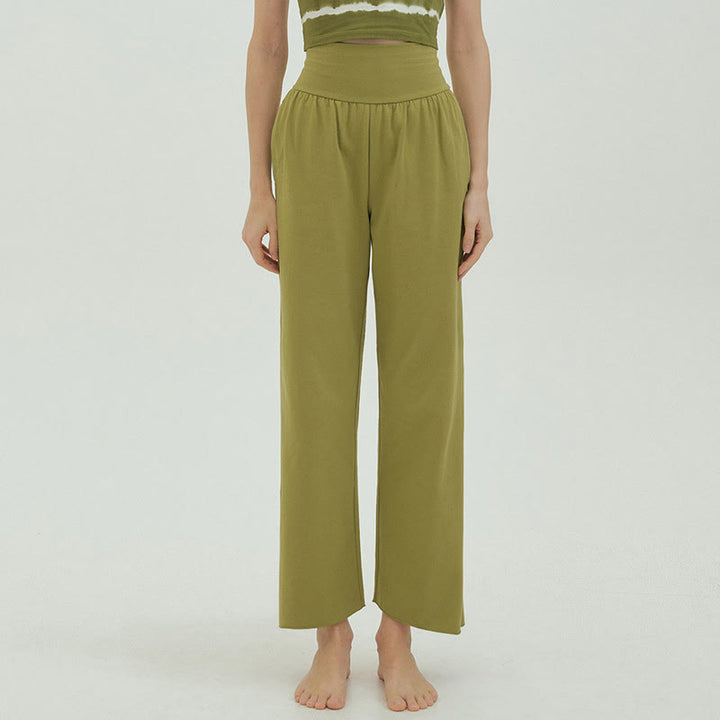 Pantalones Leica de cintura alta para mujer, informales, holgados, con bolsillos y dobladillo anudado, con Buddha Stones - image 43