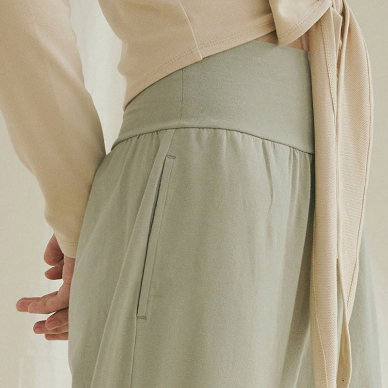 Pantalones Leica de cintura alta para mujer, informales, holgados, con bolsillos y dobladillo anudado, con Buddha Stones - image 6
